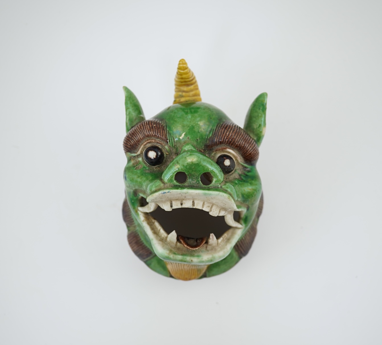 A Chinese sancai-glazed biscuit porcelain ‘luduan’ censer and cover, early 18th century